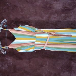 C Label Multicolored Stripe Cropped Romper